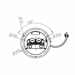 Okrągły słupek zasilający ESP24-1 1x CEE 5/32A 400V, 1x CEE 5/16A 400V, 4 gniazda zasilające 230V z zabezpieczeniami
