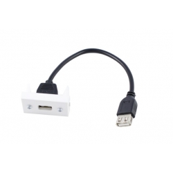 Gniazdo USB ż/ż 2.0 na kablu 21 cm Mosaic 22,5x45